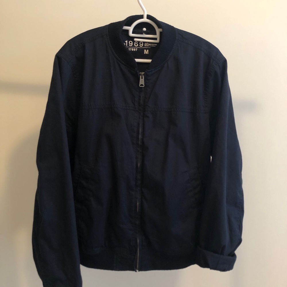 Navy blue bomber jacket